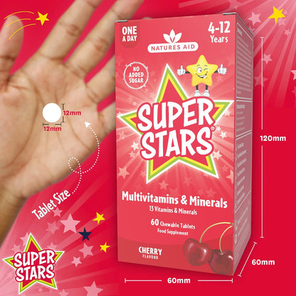 Super Stars Multivitamin & Minerals 60 Chewable Tablets - Natures Aid - Food Supplements - Eco Natural Products