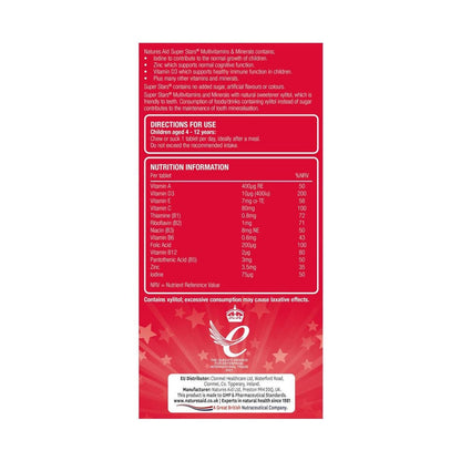 Super Stars Multivitamin & Minerals 60 Chewable Tablets - Natures Aid - Food Supplements - Eco Natural Products