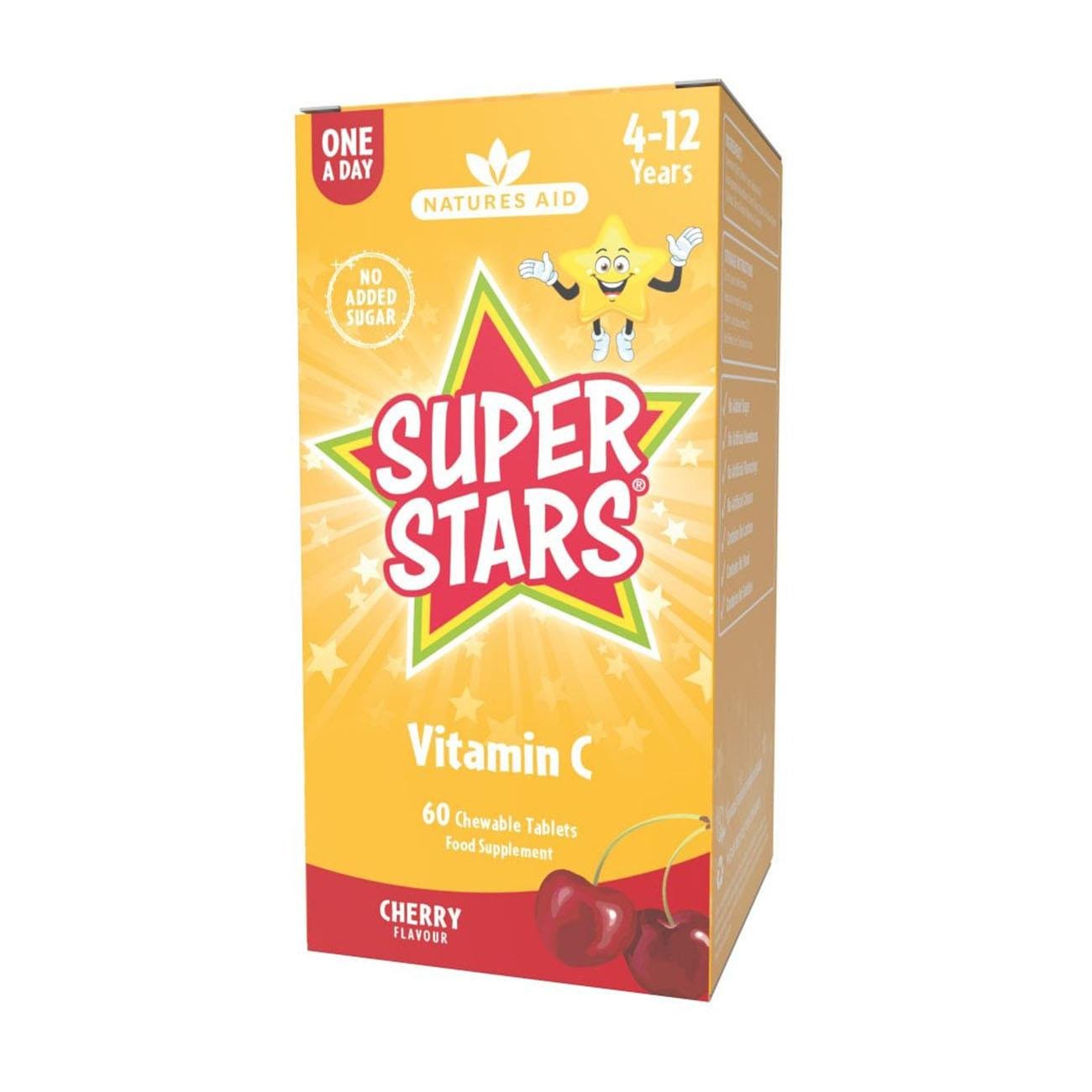 Super Stars Vitamin C 60 Chewable Tablets - Natures Aid - Food Supplements - Eco Natural Products