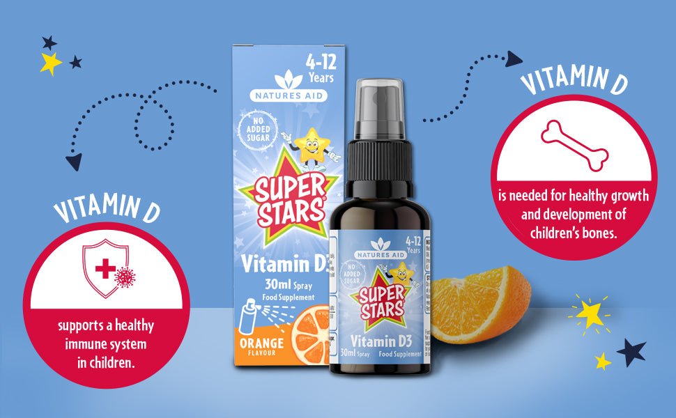 Super Stars Vitamin D Spray 30ml - Natures Aid - Food Supplements - Eco Natural Products