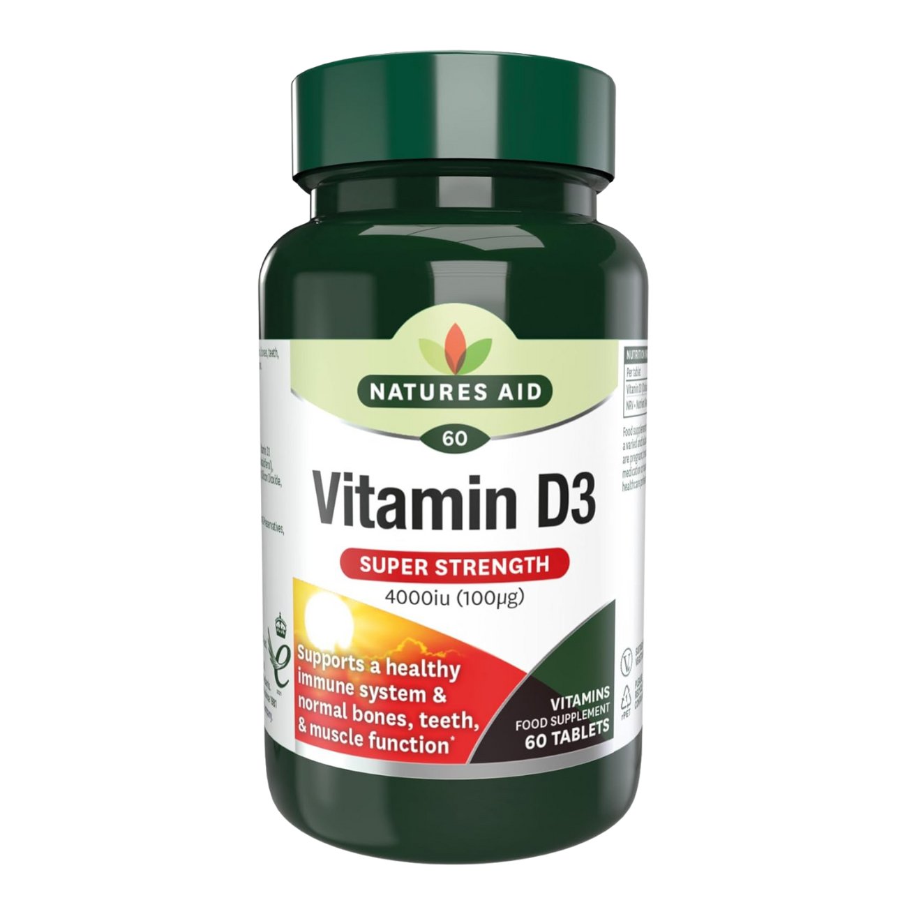 Super Strength Vitamin D3 4000iu 60 Tablets - Natures Aid - Food supplement - Eco Natural Products