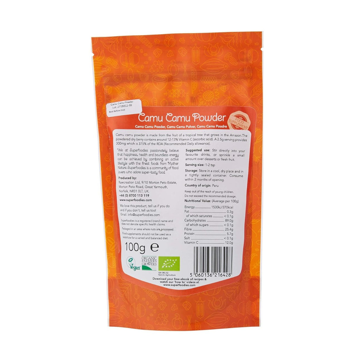 Superfoodies Organic Camu Camu Powder 100g - Superfoodies - Camu - Eco Natural Products
