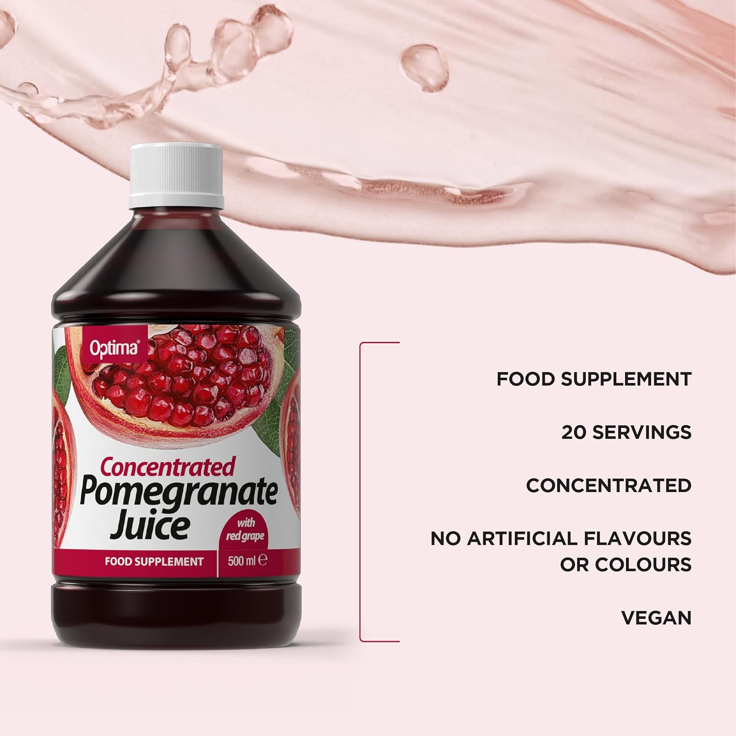 Superfruits Pomegranate Juice 500ml - Optima - Liquid Food Supplement - Eco Natural Products