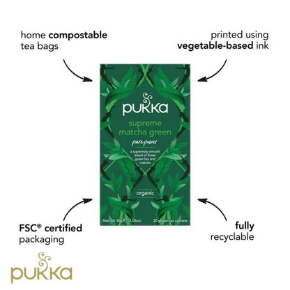 Supreme Green Matcha Tea 20 Sachets - Pukka Herbs - Herbal tea - Eco Natural Products