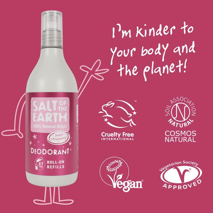 Sweet Strawberry Roll - On Refill Deodorant 525ml - Salt Of the Earth - Deodorant - Eco Natural Products