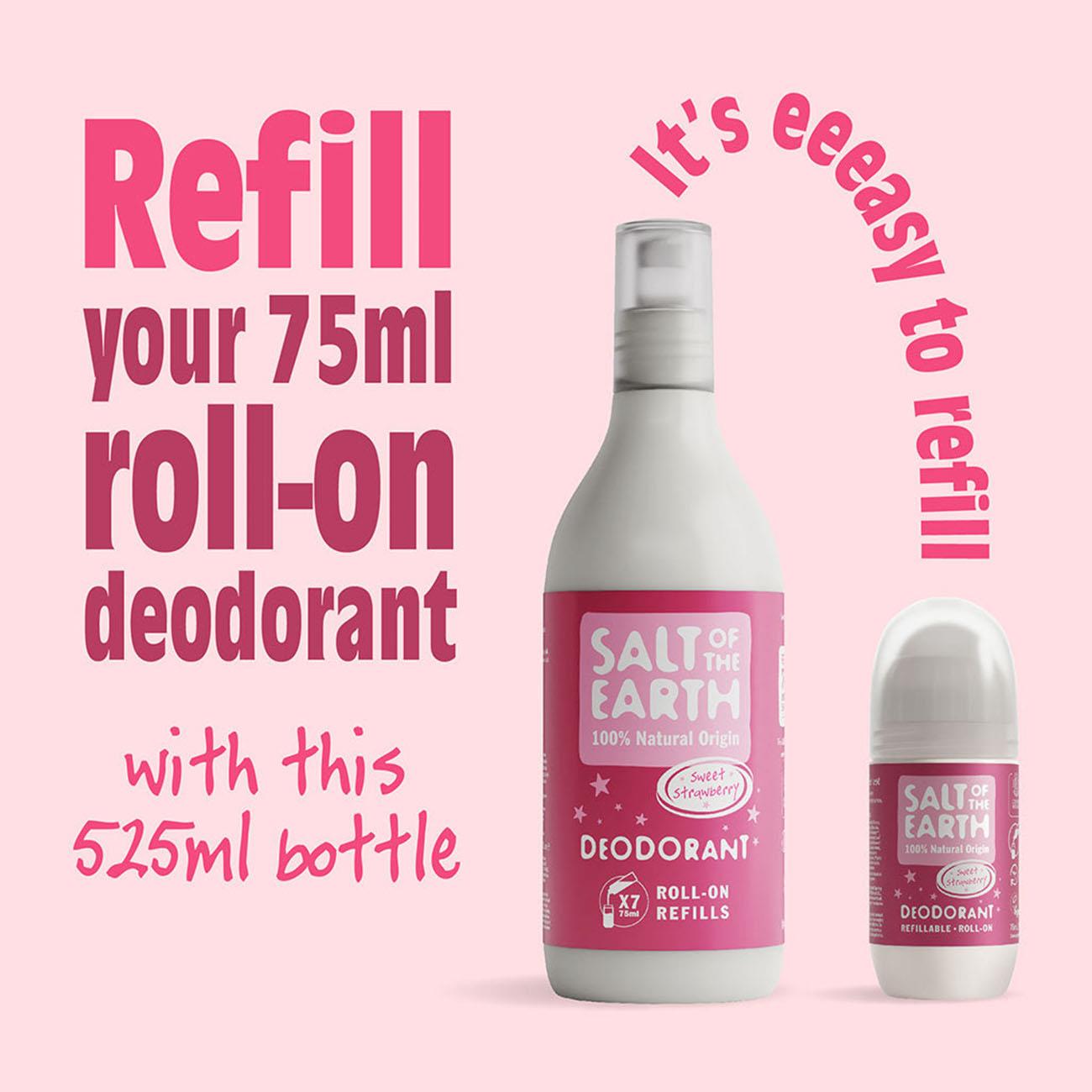 Sweet Strawberry Roll - On Refill Deodorant 525ml - Salt Of the Earth - Deodorant - Eco Natural Products