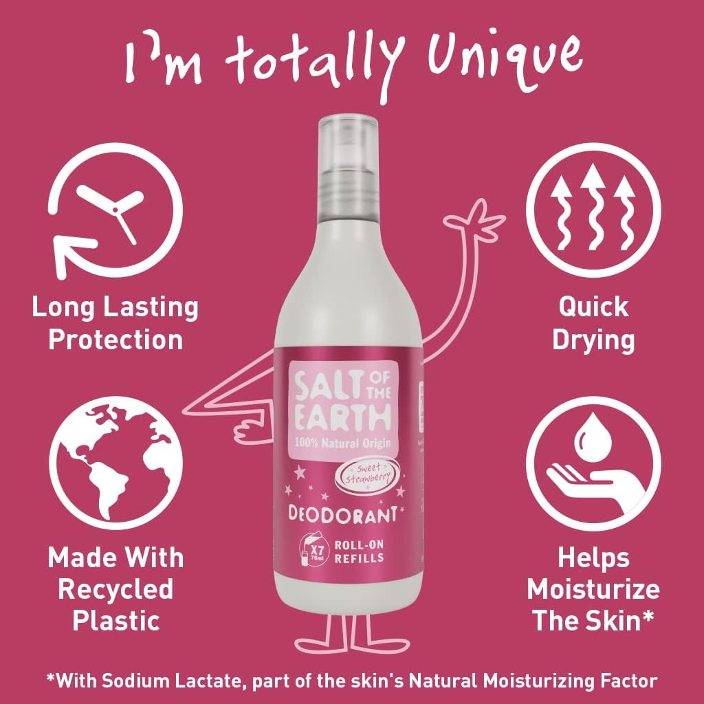 Sweet Strawberry Roll - On Refill Deodorant 525ml - Salt Of the Earth - Deodorant - Eco Natural Products