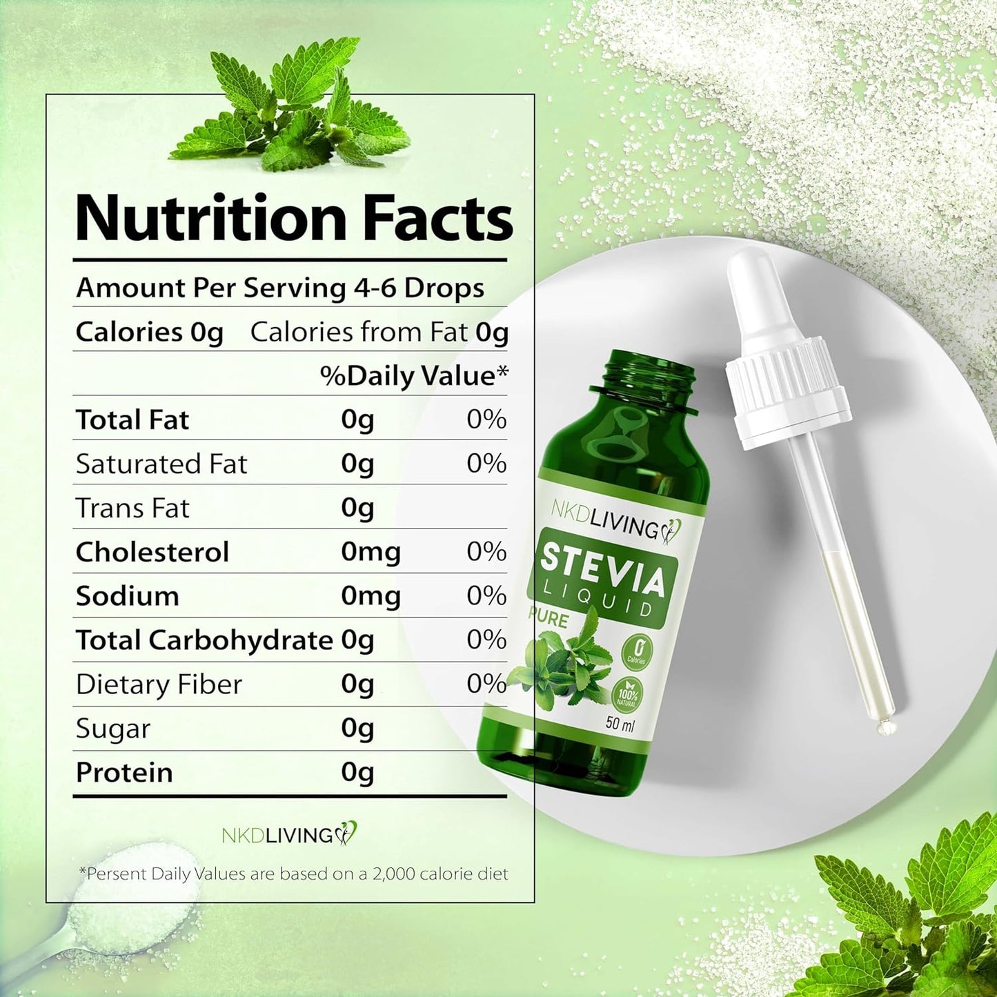 Sweetener Stevia Liquid 100% Natural 50ml - NKD Living - Sweetener - Eco Natural Products