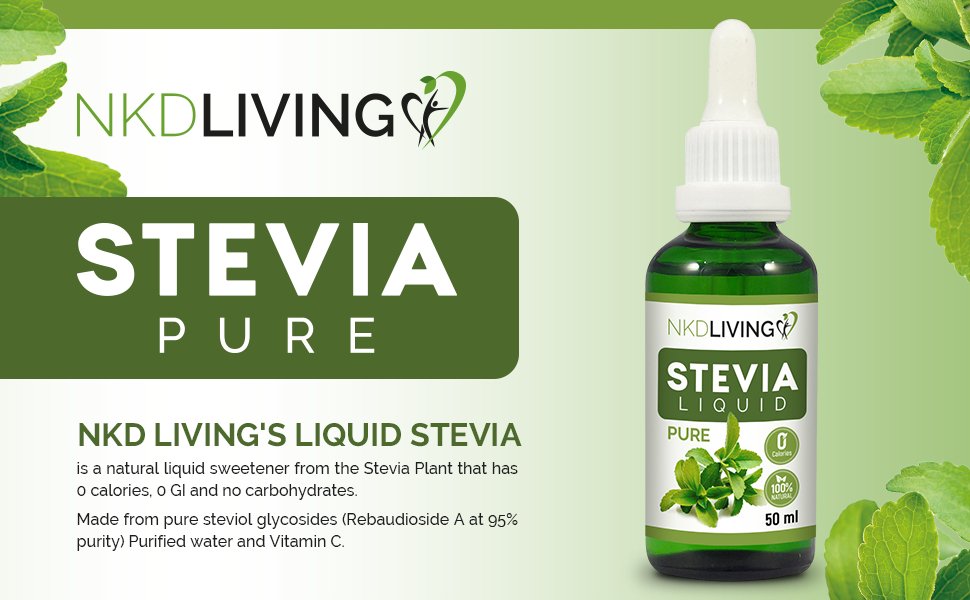 Sweetener Stevia Liquid 100% Natural 50ml - NKD Living - Sweetener - Eco Natural Products