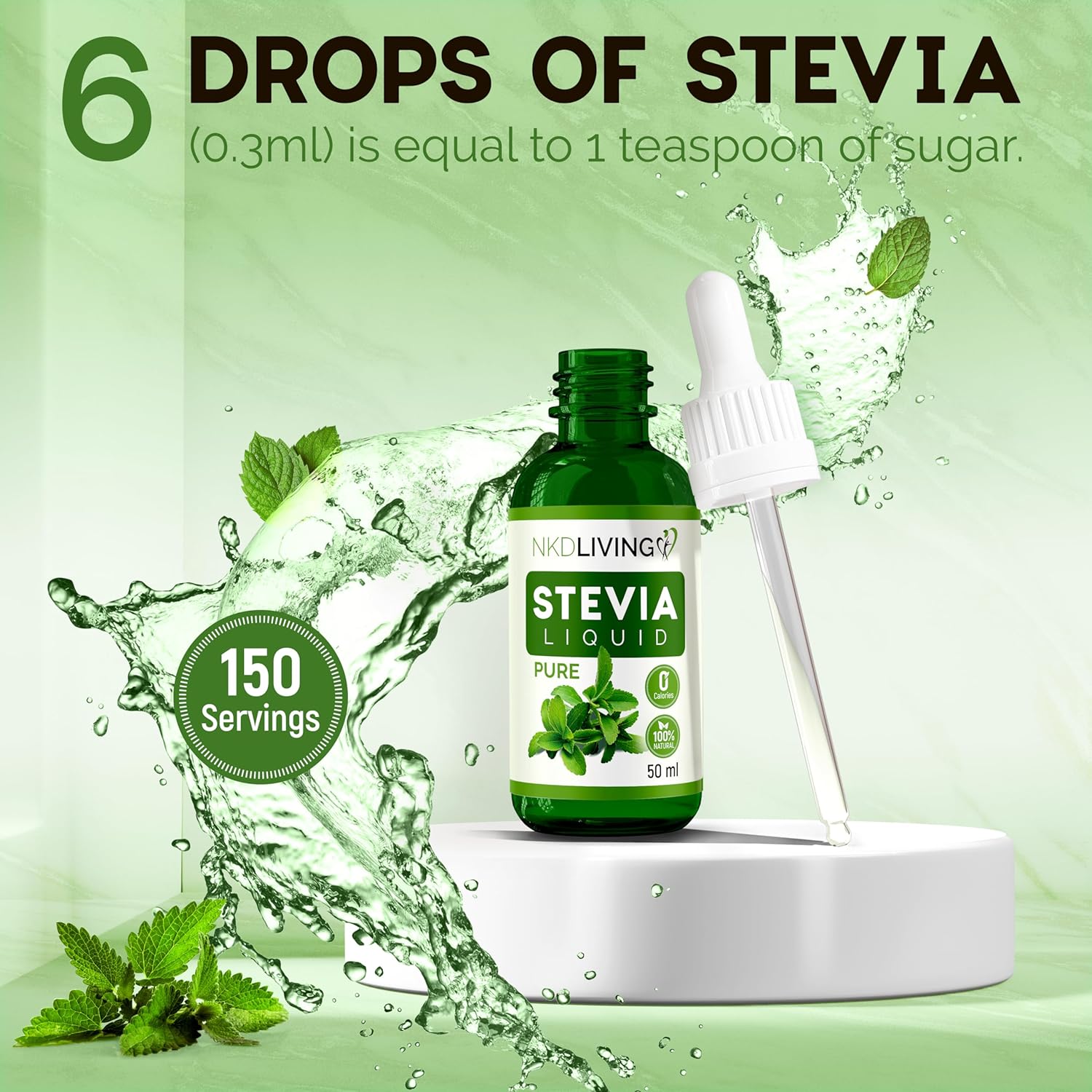 Sweetener Stevia Liquid 100% Natural 50ml - NKD Living - Sweetener - Eco Natural Products