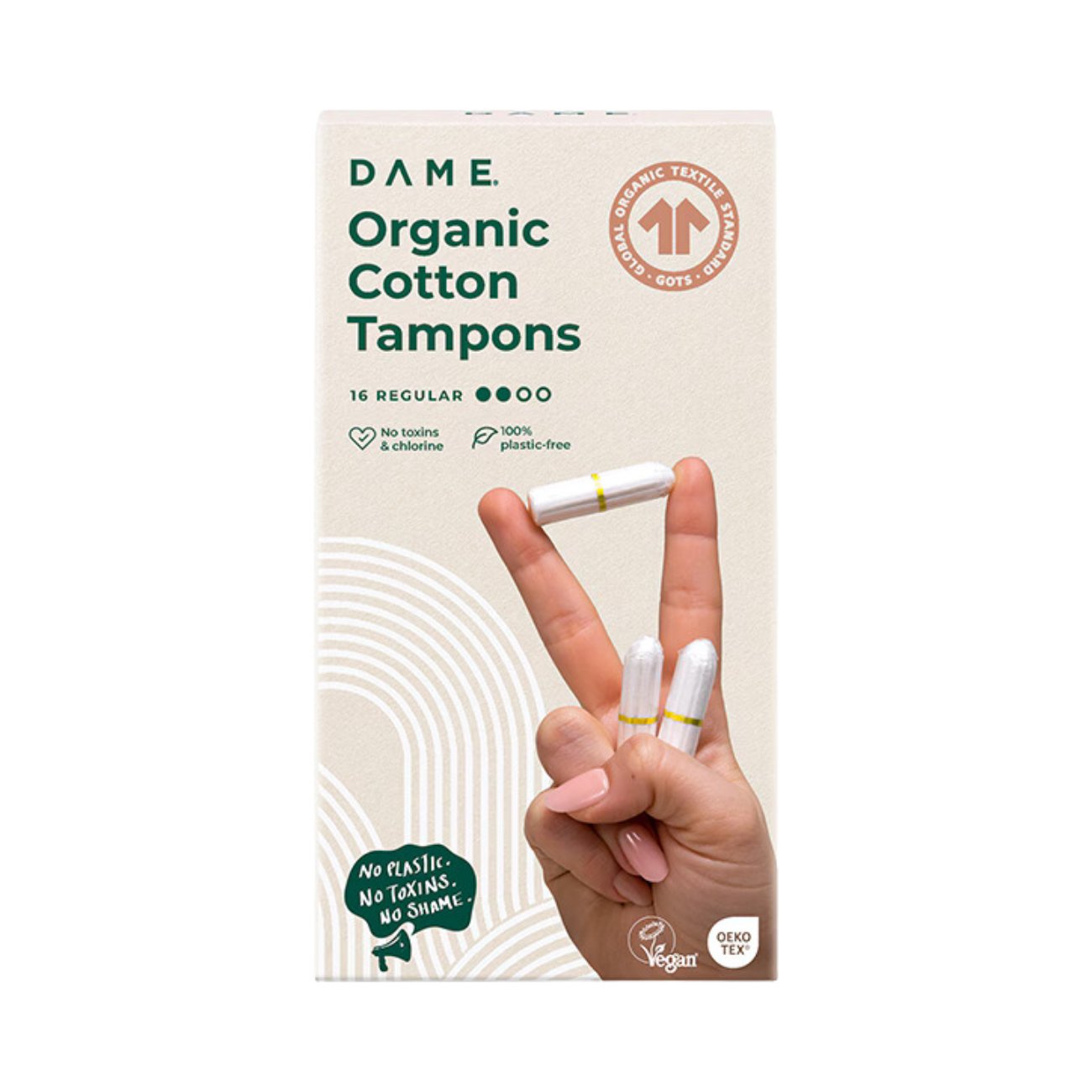 Tampons Organic Cotton 16 Pack - Dame - Feminine Sanitary Supplies - Eco Natural Products