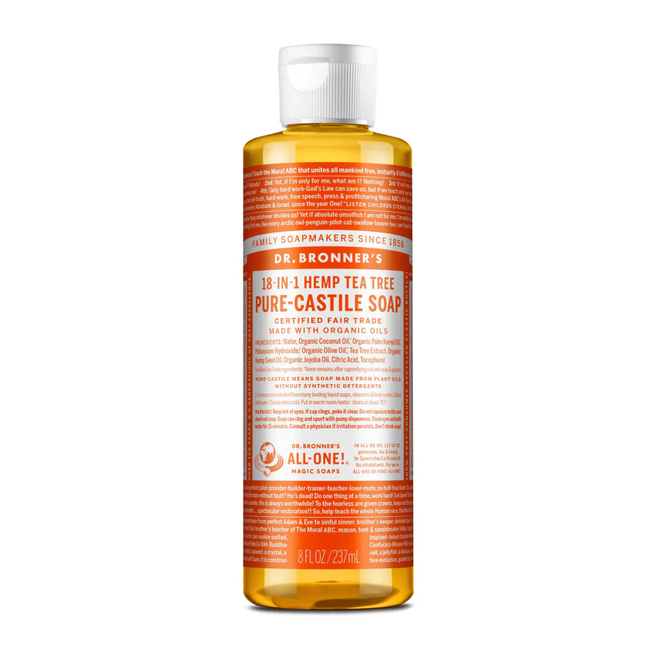 Tea Tree Pure - Castile Liquid Soap 237ml - Eco Natural Products - Dr. Bronner - Liquid Soap