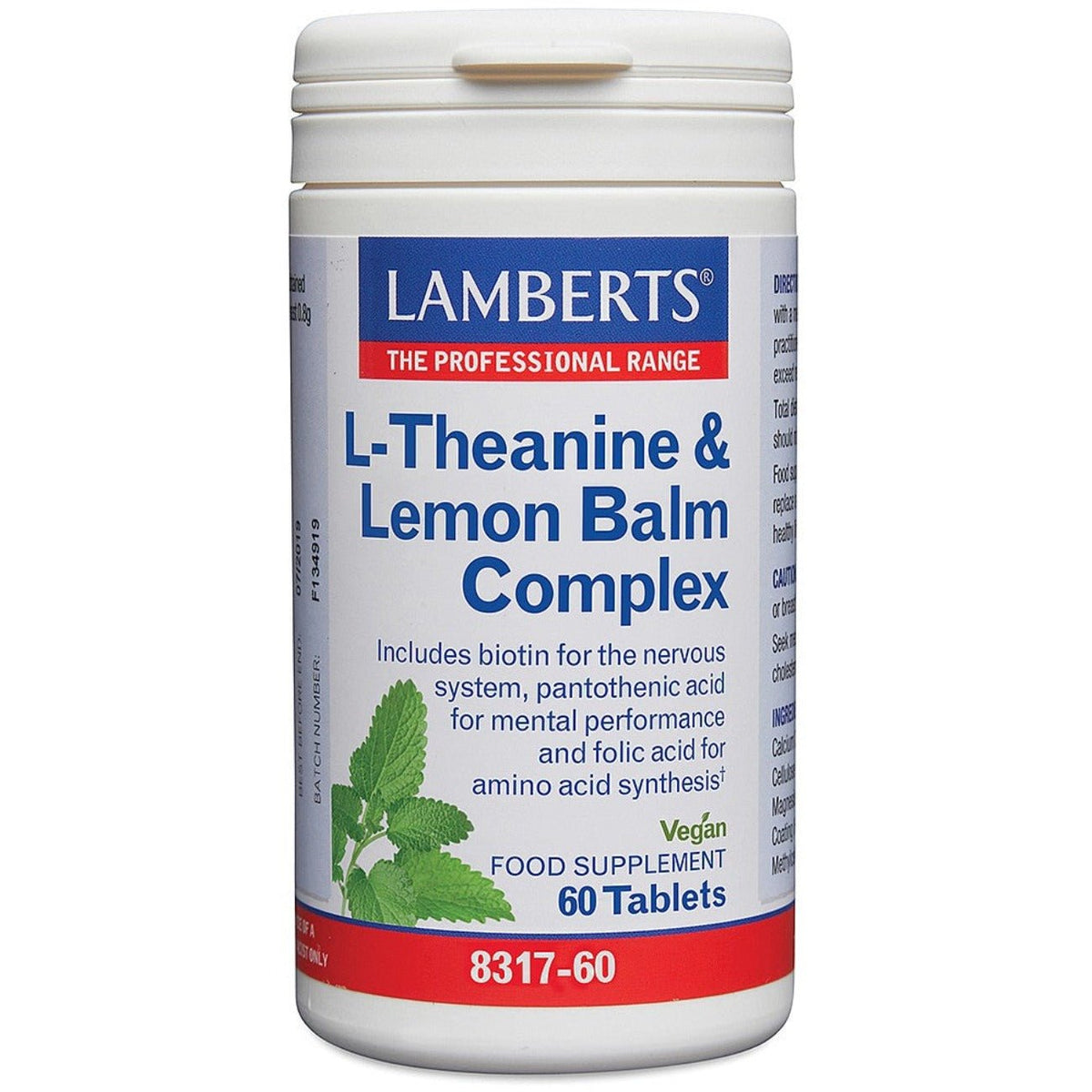 Theanine & Lemon Balm Complex 60 Tablets - Lamberts - Food Supplement - Eco Natural Products