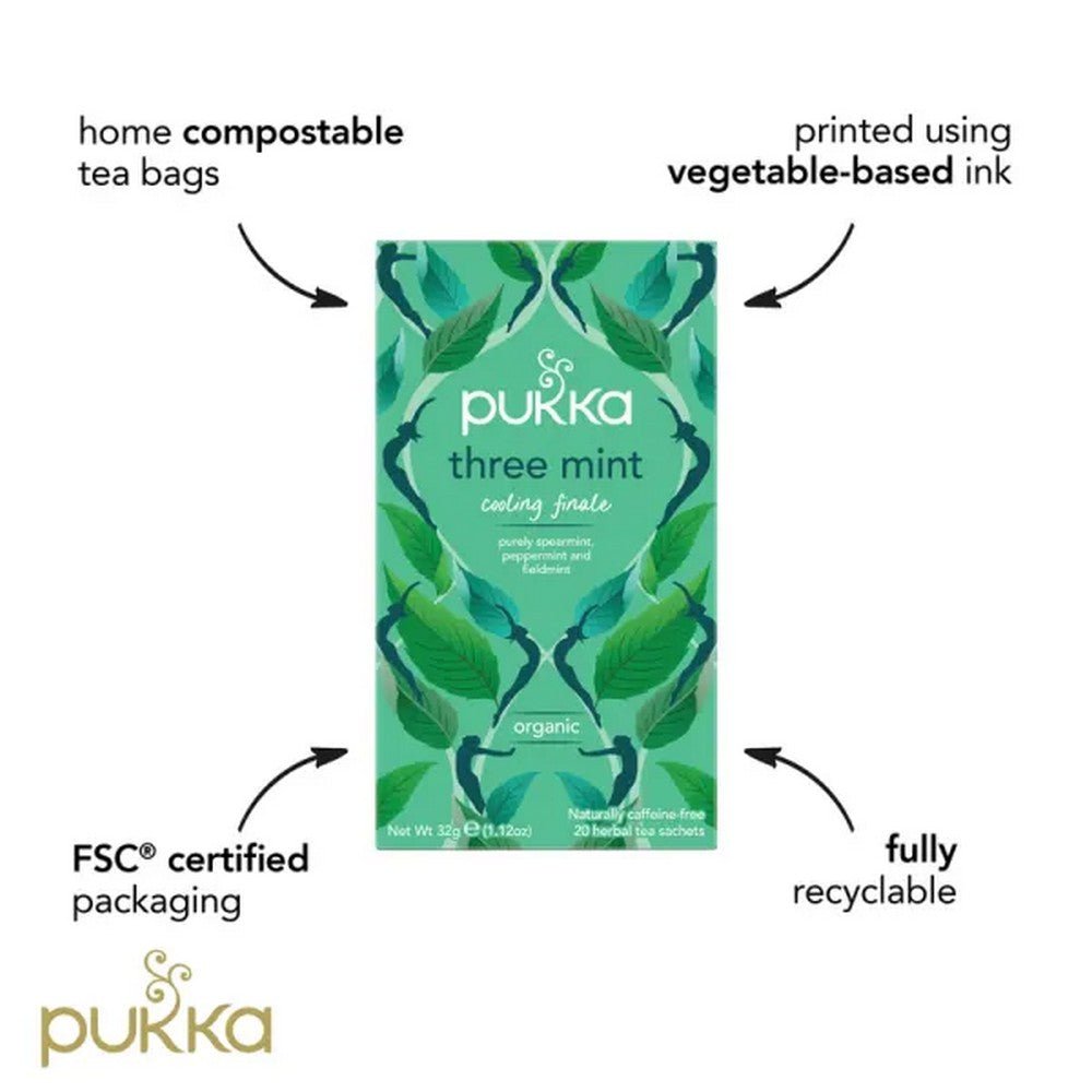 Three Mint 20 Sachets - Pukka Herbs - Herbal tea - Eco Natural Products