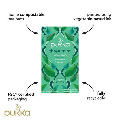 Three Mint 20 Sachets - Pukka Herbs - Herbal tea - Eco Natural Products