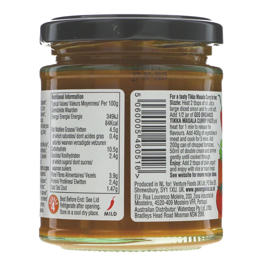 Tikka Masala India Curry Pastes 180g - Geo Organics - Curry Pastes - Eco Natural Products