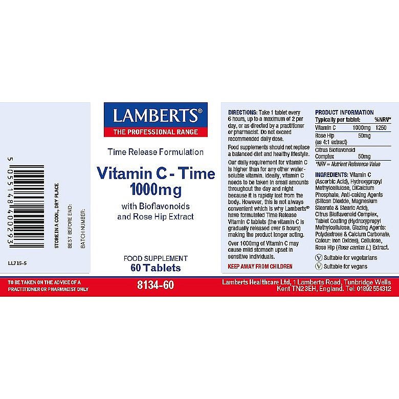 Time Release Vitamin C 1000mg 60 Tablets [BLACK FRIDAY] - Eco Natural Products - Lamberts - Food Supplement