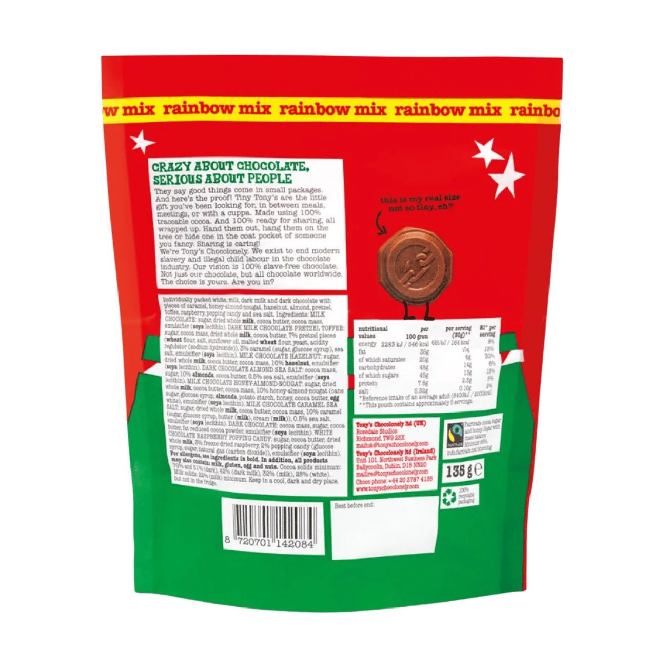 Tiny Tony's Chocolate Christmas Pouch 135g - Tony's Chocolonely - Chocolates - Tony's Chocolonely