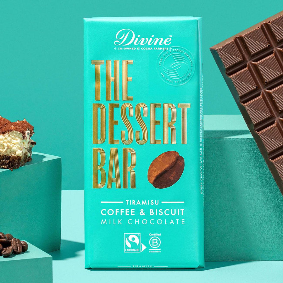 Tiramisu Coffee and Biscuit Milk Chocolate Bar 180g - Divine Chocolate - Chocolate - Eco Natural Products