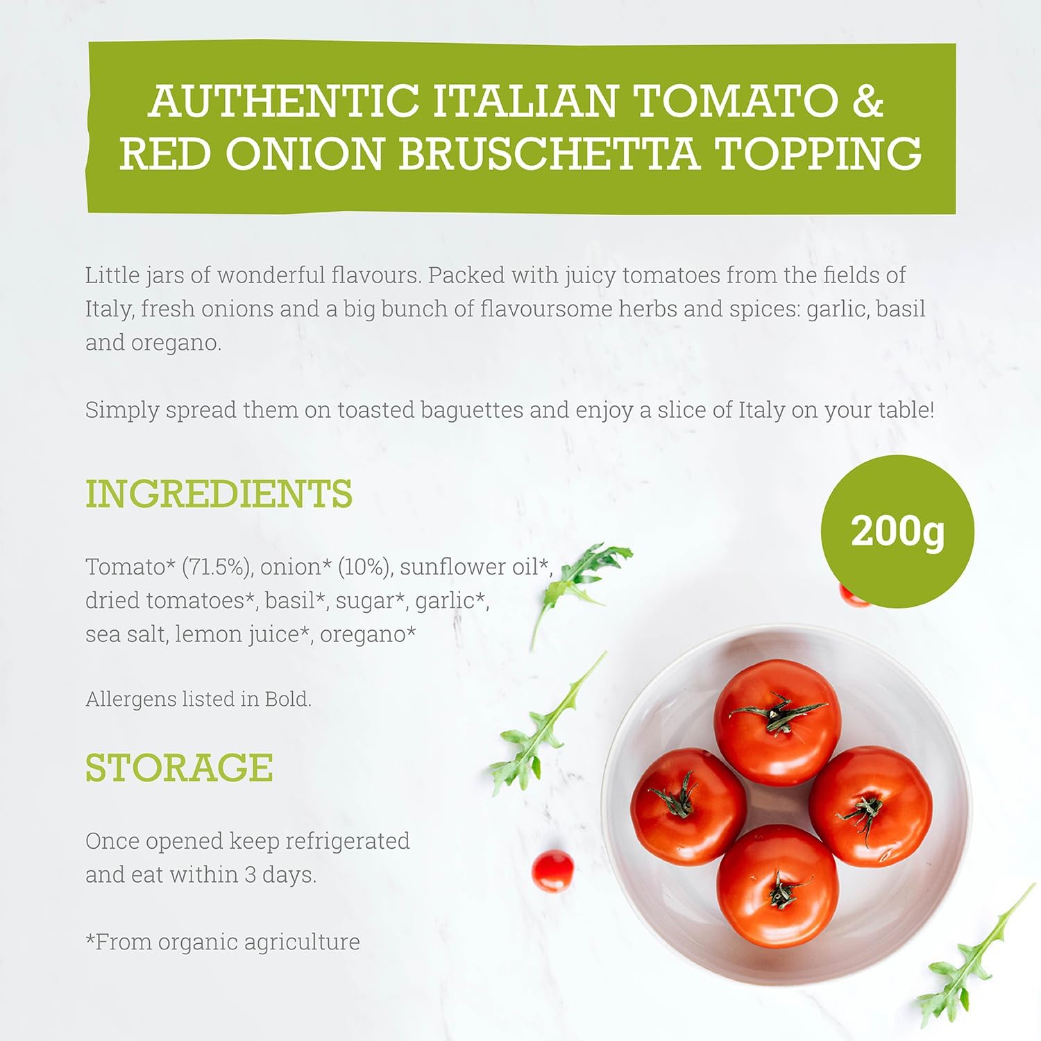 Tomato & Red Onion Italian Bruschetta Topping 200g - Mr Organic - Topping - Eco Natural Products