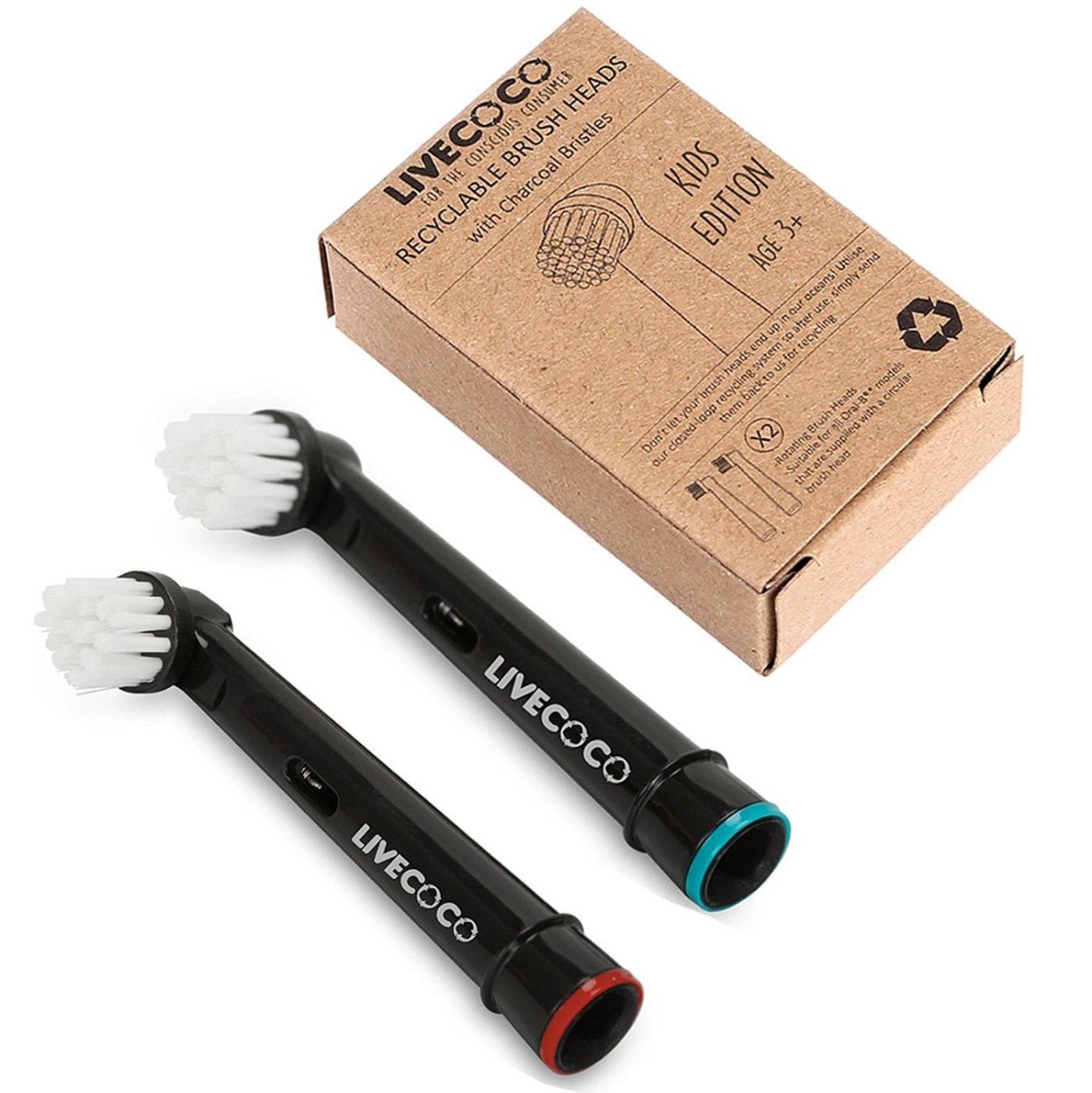 Toothbrush Heads Recyclable Kids Edition 2 Pack - LiveCoco - Toothbrush Head - Eco Natural Products