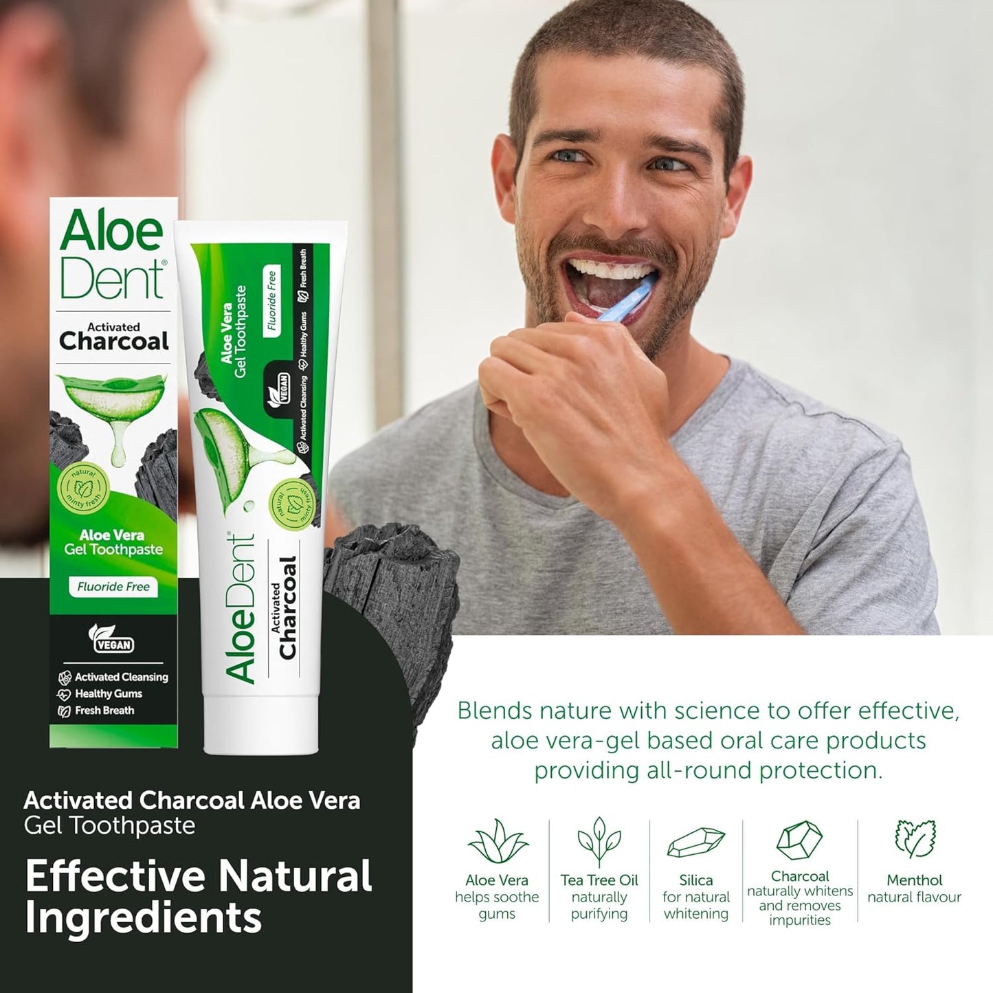 Toothpaste Activated Charcoal 100ml - Aloe Dent - Toothpaste - Aloe Dent