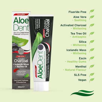 Toothpaste Activated Charcoal 100ml - Aloe Dent - Toothpaste - Eco Natural Products