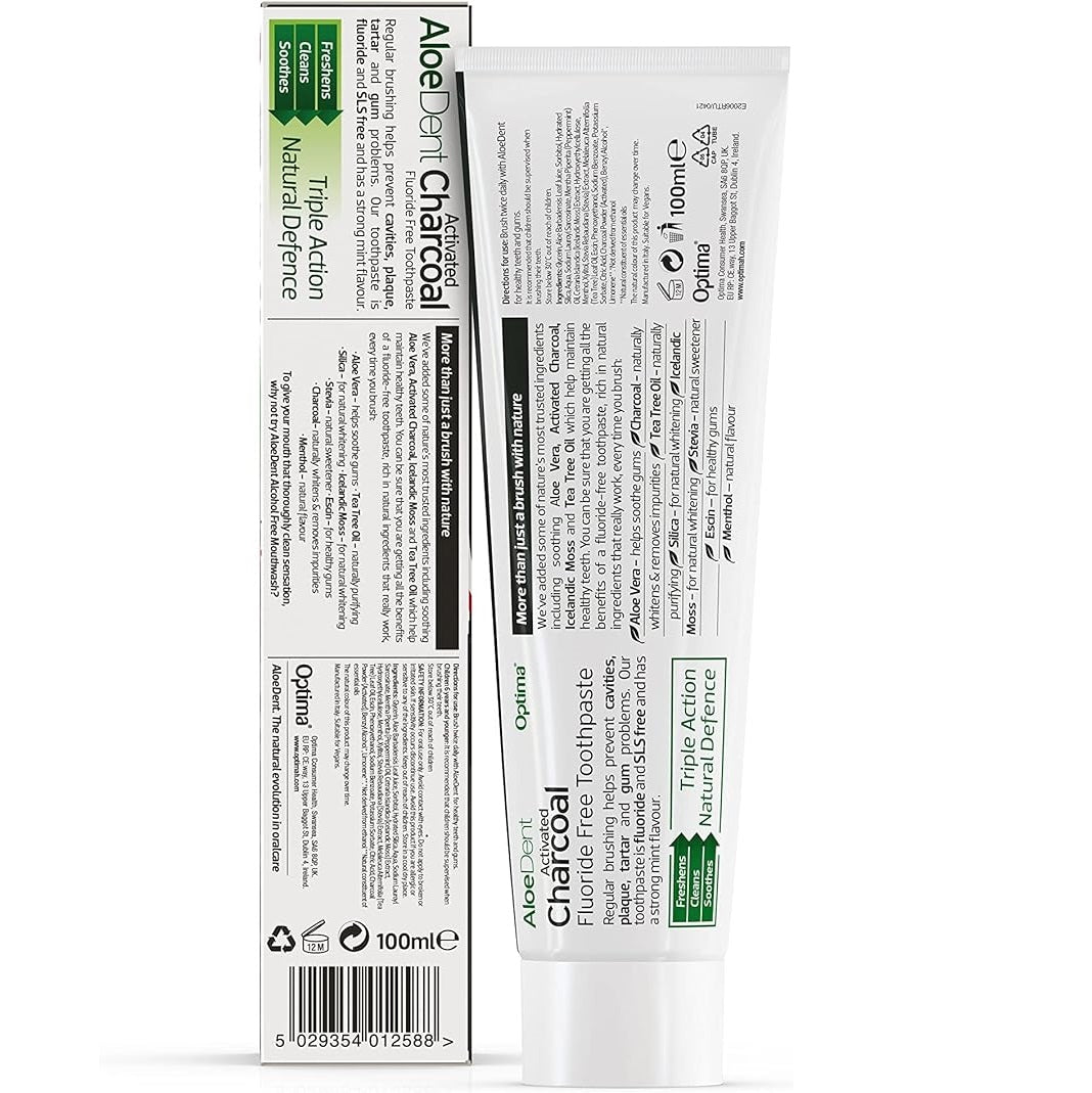 Toothpaste Activated Charcoal 100ml - Aloe Dent - Toothpaste - Eco Natural Products