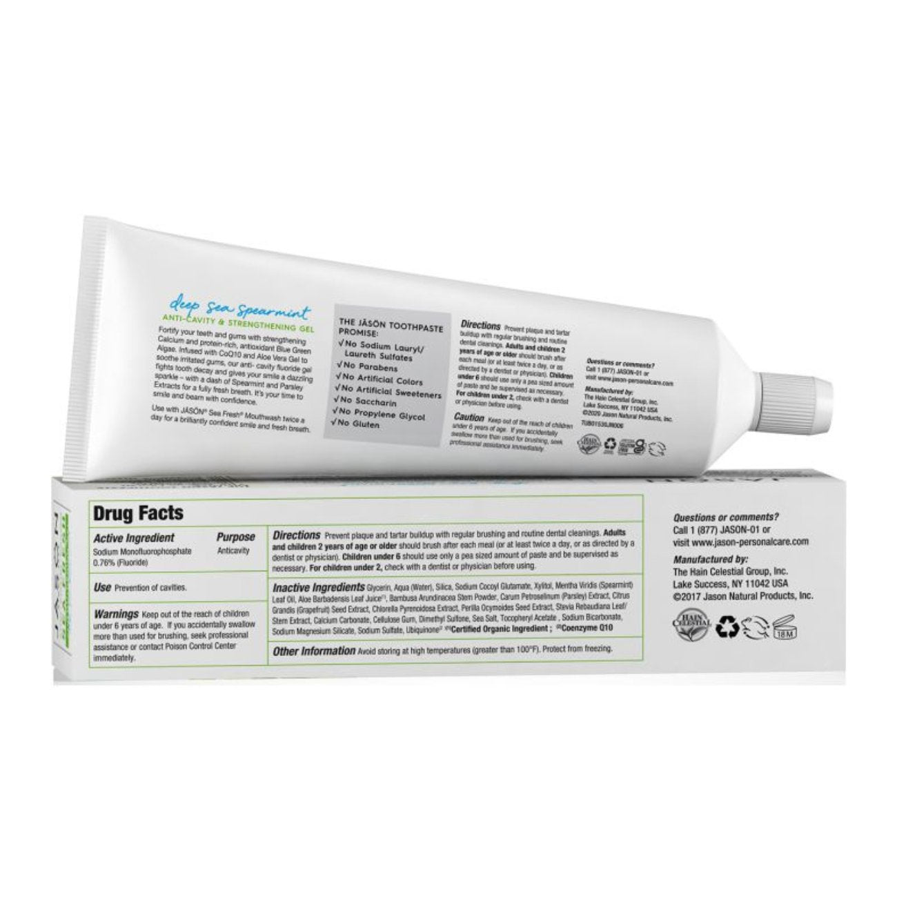 Toothpaste Gel Sea Fresh Strengthening Anti - Cavity Spearmint 170g - Jason - Toothpaste Gel - Eco Natural Products