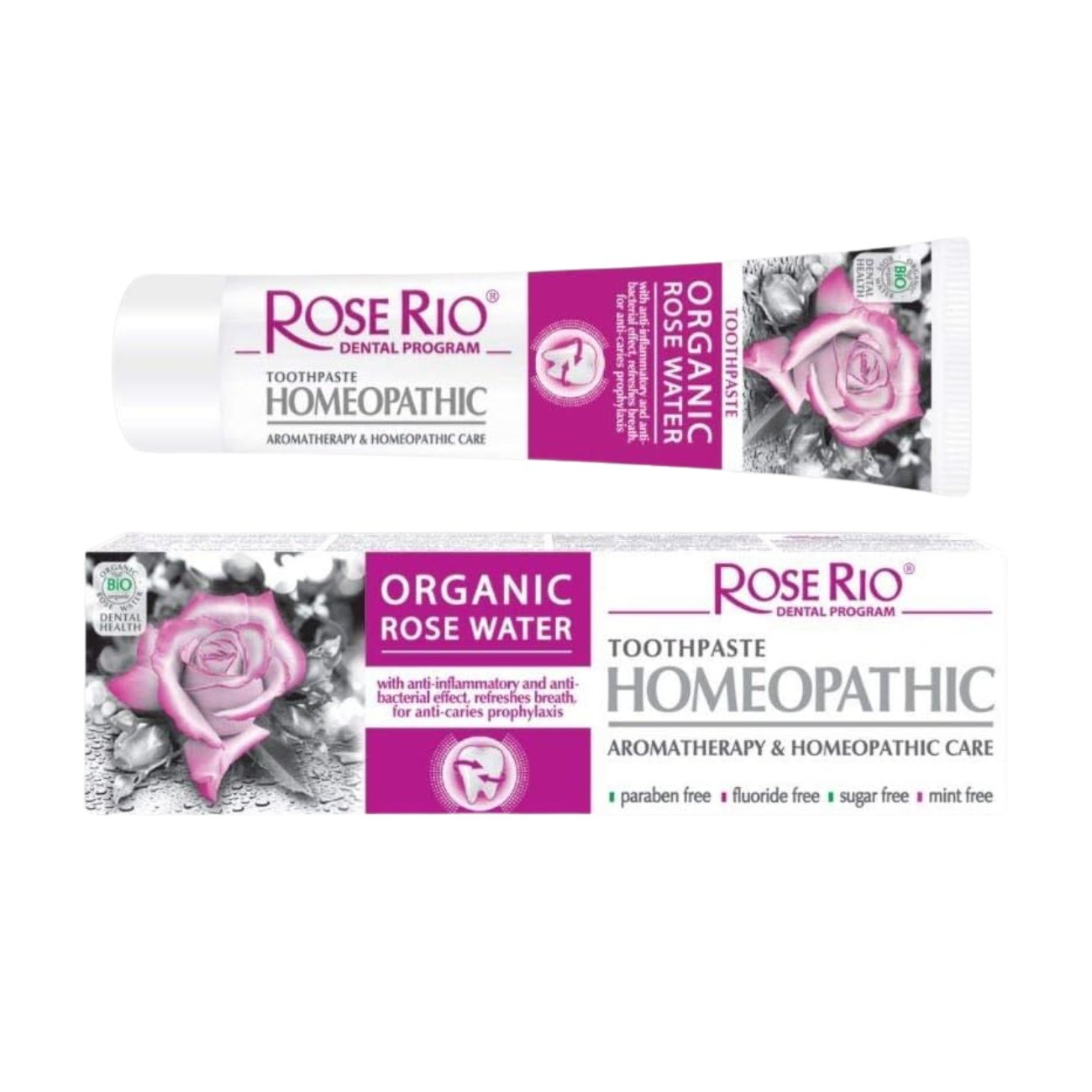 Toothpaste Homeopathic with Rose Water 65ml - Rose Rio - Toothpaste - Eco Natural Products