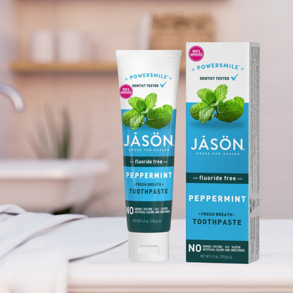 Toothpaste Powersmile Peppermint Fluoride Free 119g - Jason - toothpaste - Eco Natural Products