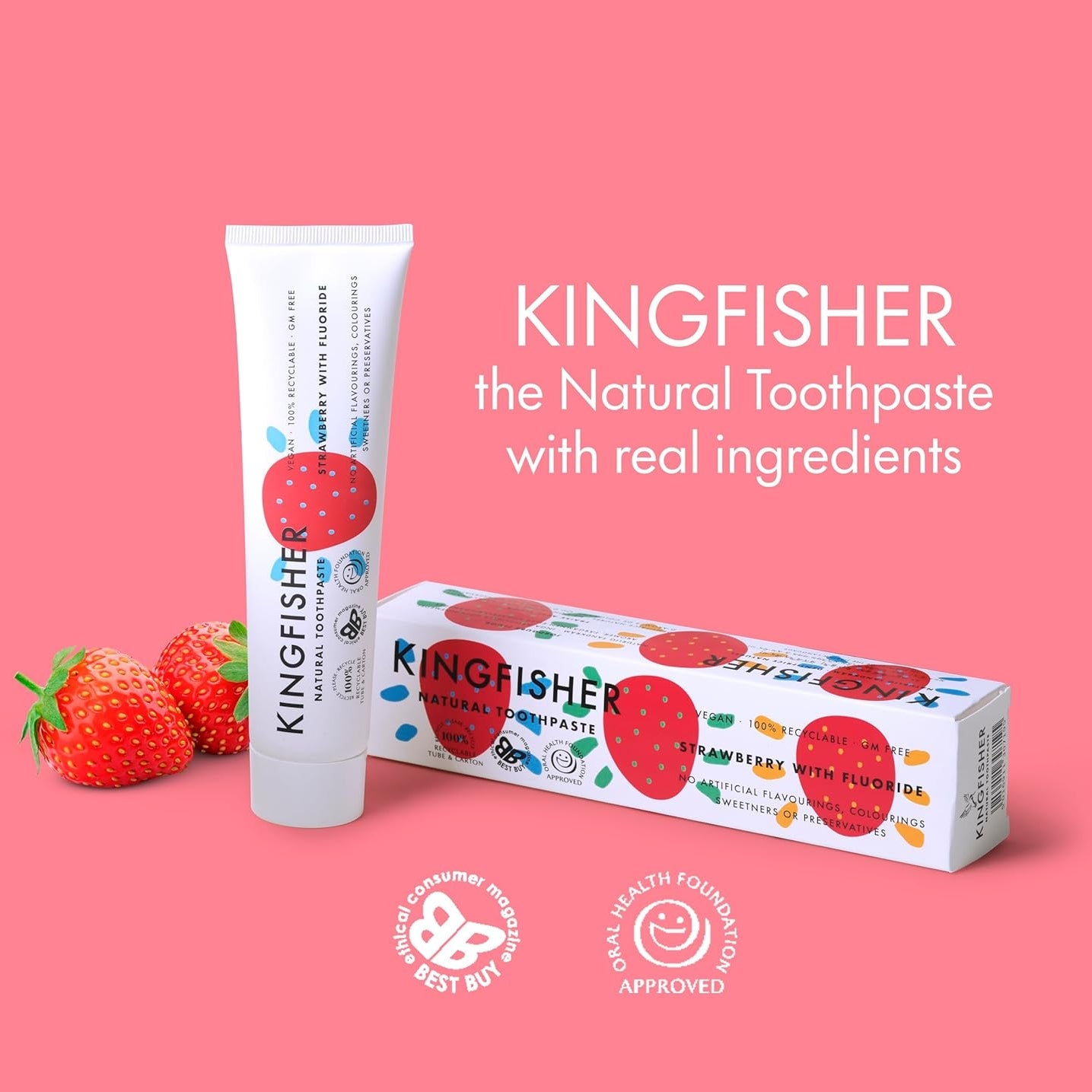 Toothpaste Strawberry with Fluoride 100ml - Kingfisher - Toothpaste - Kingfisher