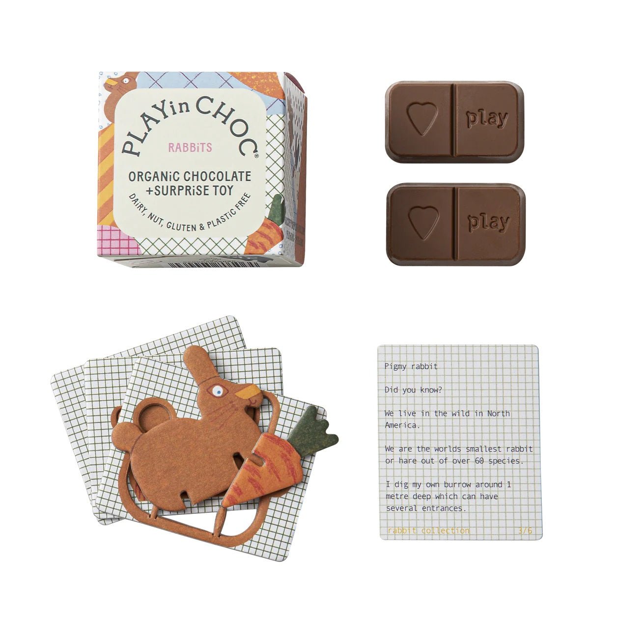 ToyChoc Box Rabbits 50g - PLAYin Choc - Chocolate gift - Eco Natural Products