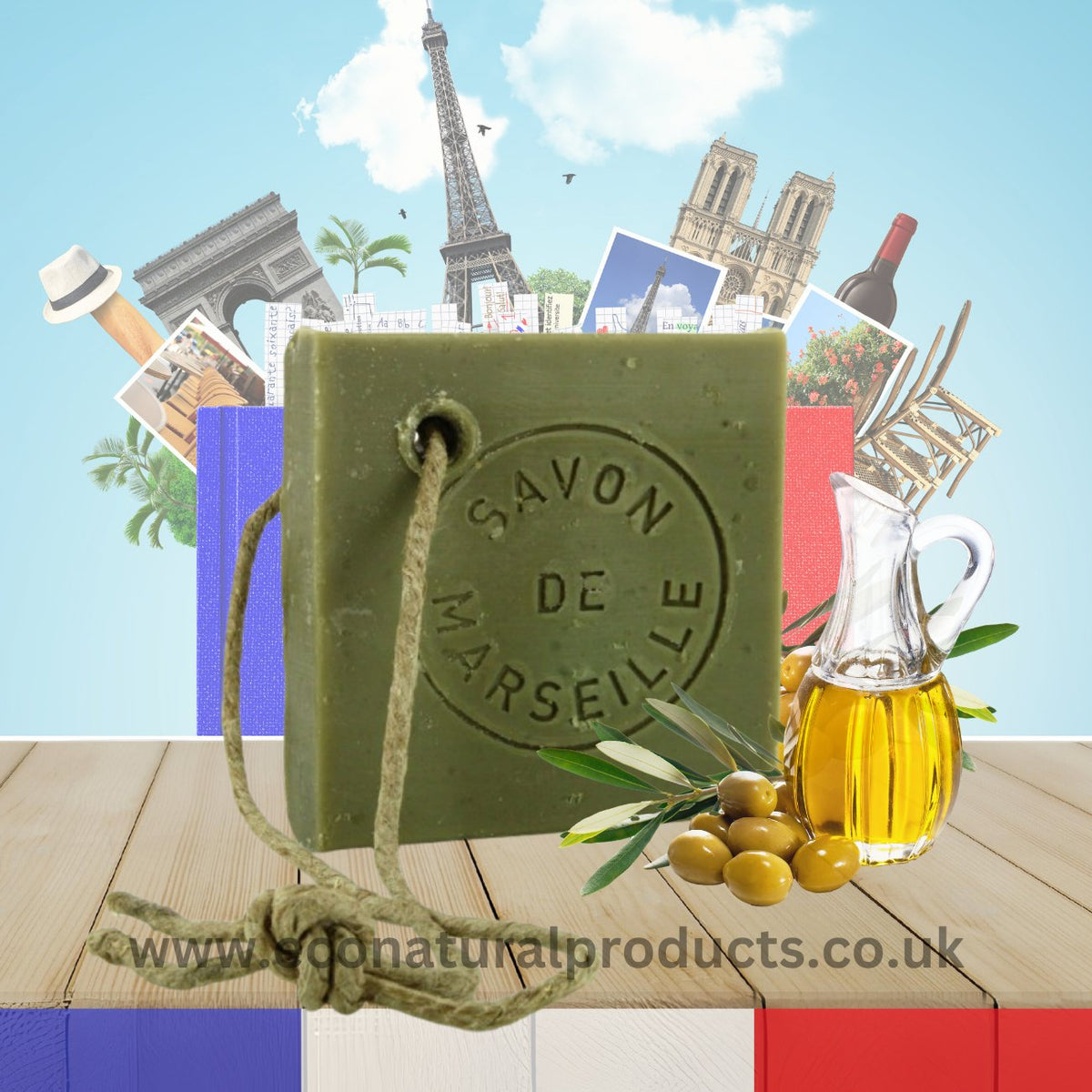 Tranche and Cord - Small - Vert Olive Oil - FouFour - Savon de Marseille - Bar Soap - Eco Natural Products
