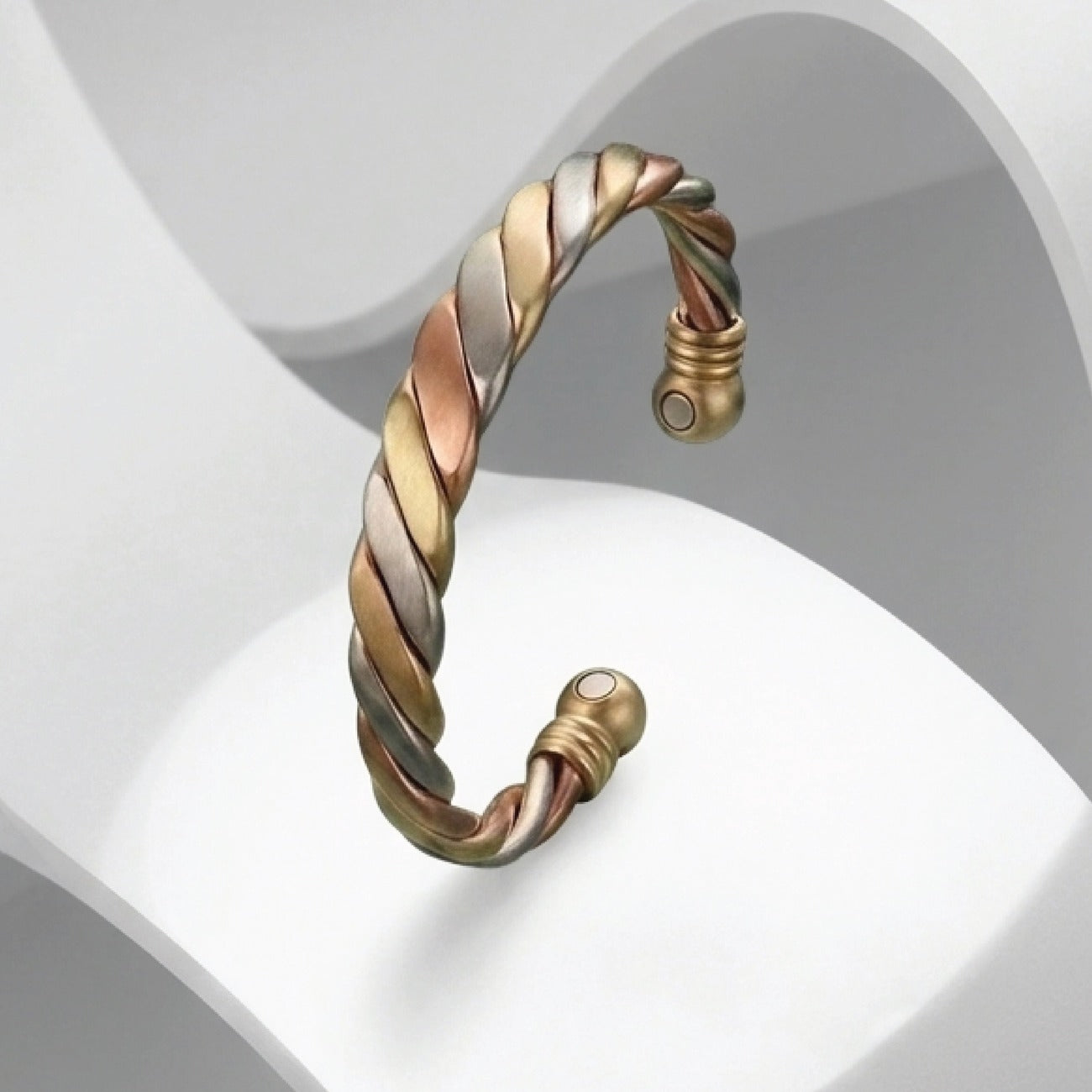 Tri-Colour Torque Copper Bangle with Magnets on white background - Power Health