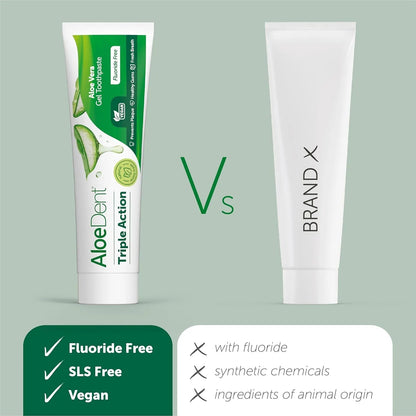 Triple Action Toothpaste Aloe Vera & Tea Tree 100ml - Aloe Dent - Toothpaste - Aloe Dent