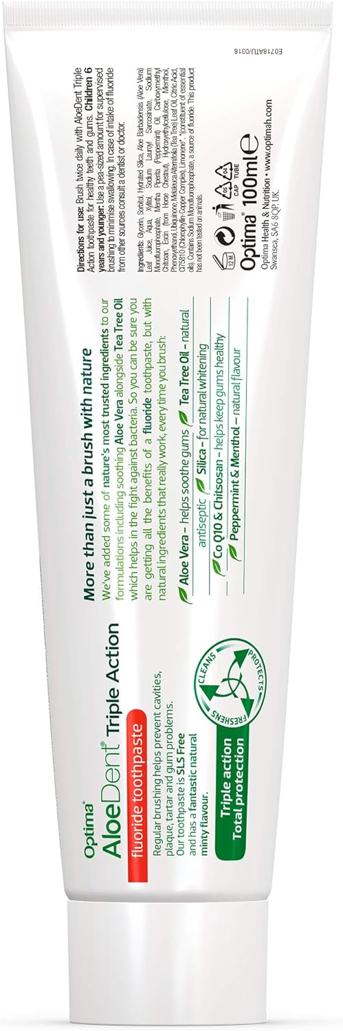 Triple Action Toothpaste With Fluoride 100ml - Aloe Dent - Toothpaste - Eco Natural Products