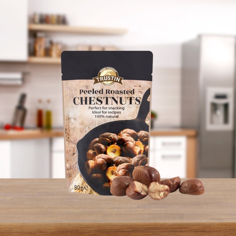 Trustin Peeled Roasted Whole Chestnuts 80g - Trustin Foods - Chestnut - Eco Natural Products