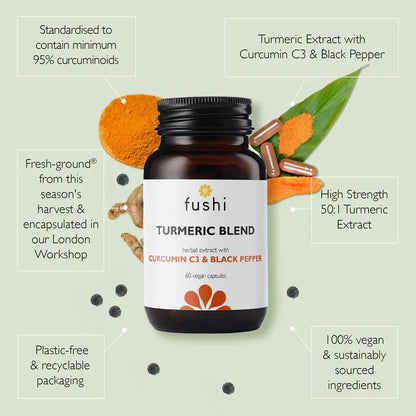 Turmeric C3 & Bioperine Extract 500mg High Strength 60capsules - Fushi Wellbeing - Botanical & Food Supplements - Eco Natural Products