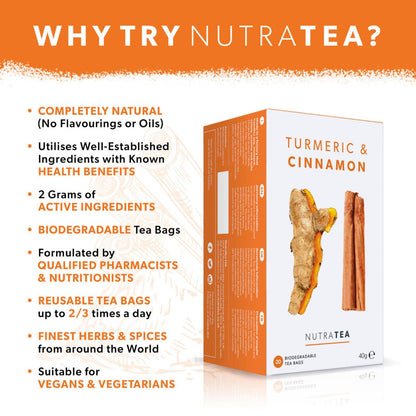 Turmeric & Cinnamon Herbal Tea 20 Bags - NutraTea - Herbal tea - Eco Natural Products
