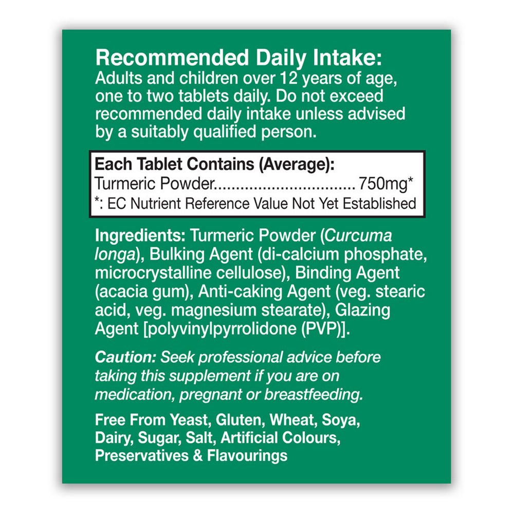 Turmeric (Curcumin) 750mg Equivalent 60 Tablets - HealthAid - Food Supplement - Eco Natural Products