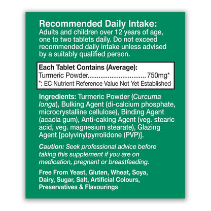 Turmeric (Curcumin) 750mg Equivalent 60 Tablets - HealthAid - Food Supplement - Eco Natural Products