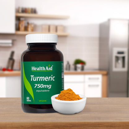 Turmeric (Curcumin) 750mg Equivalent 60 Tablets - HealthAid - Food Supplement - Eco Natural Products