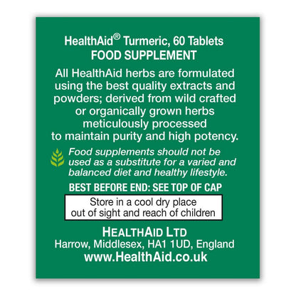 Turmeric (Curcumin) 750mg Equivalent 60 Tablets - HealthAid - Food Supplement - Eco Natural Products