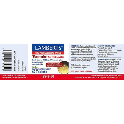Turmeric Fast Release 60 Tablets - Lamberts - Food Supplement - Eco Natural Products