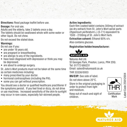 Ucalm 300mg (St Johns Wort) 120 Tablets - Natures Aid - Vitamins & Supplements - Eco Natural Products