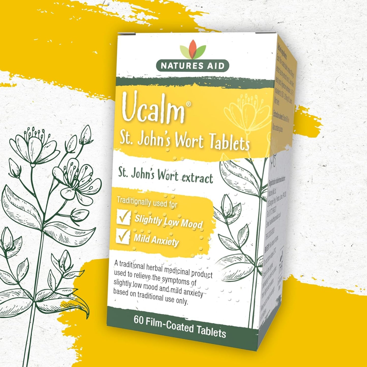 Ucalm St John's Wort 300mg 60 Tablets - Natures Aid - Vitamins & Supplements - Eco Natural Products