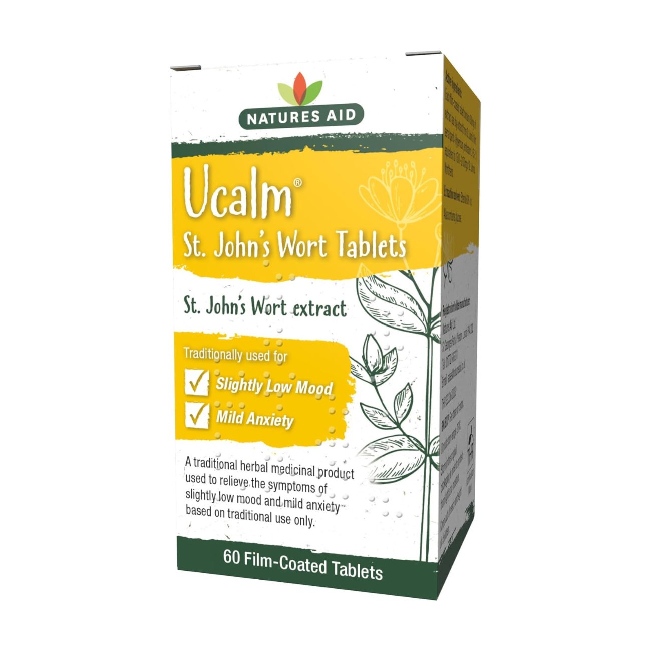 Ucalm St John's Wort 300mg 60 Tablets - Natures Aid - Vitamins & Supplements - Eco Natural Products