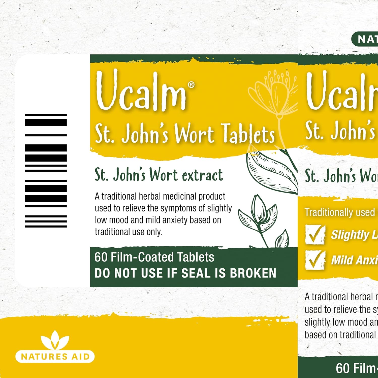 Ucalm St John's Wort 300mg 60 Tablets - Natures Aid - Vitamins & Supplements - Eco Natural Products