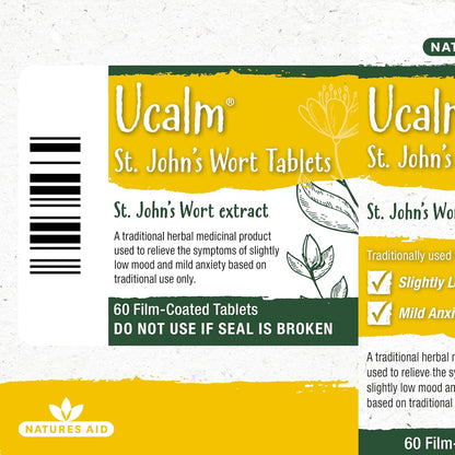 Ucalm St John's Wort 300mg 60 Tablets - Natures Aid - Vitamins & Supplements - Eco Natural Products